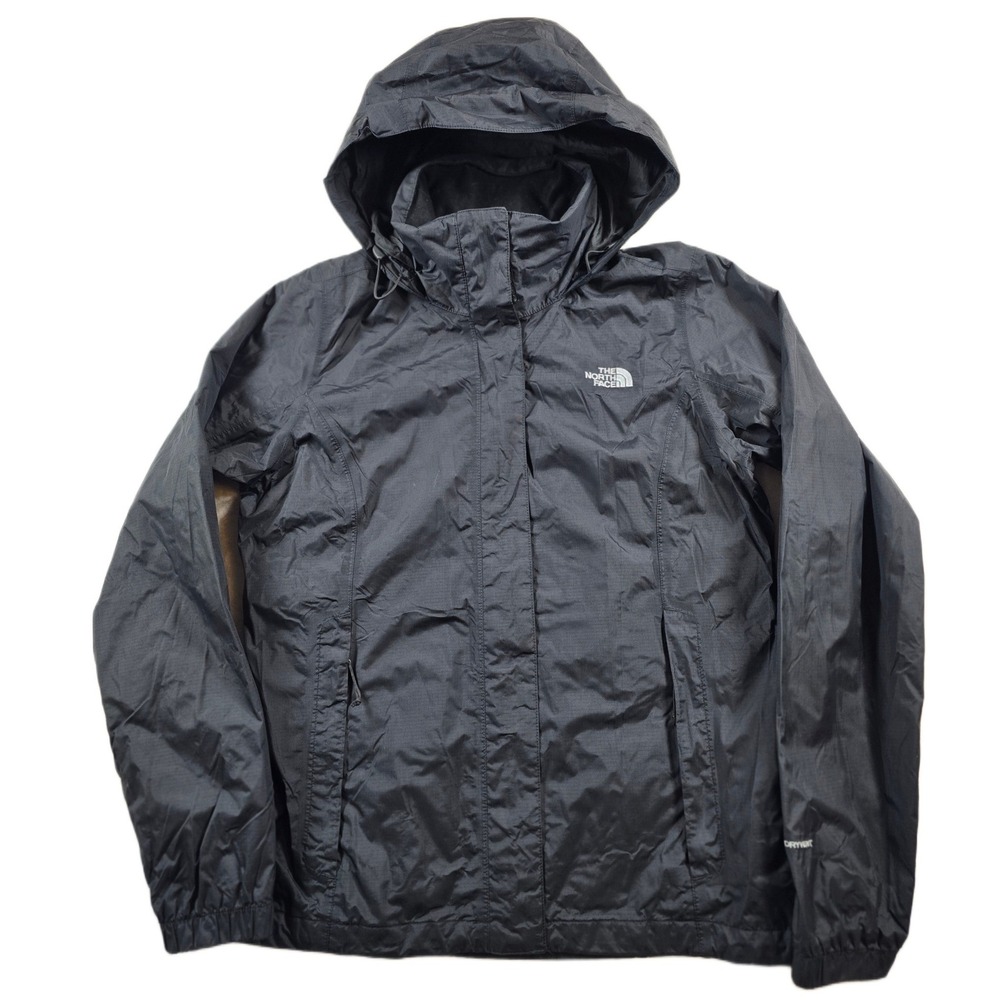 The North Face DryVent Rain Jacket Womens Medium Black Nylon Hooded Windbreaker